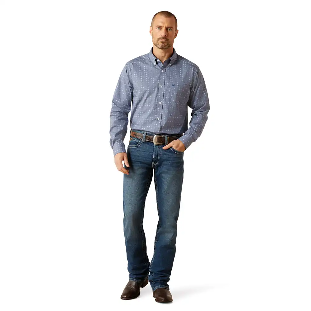 ariat men's long sleeve shirt in blue