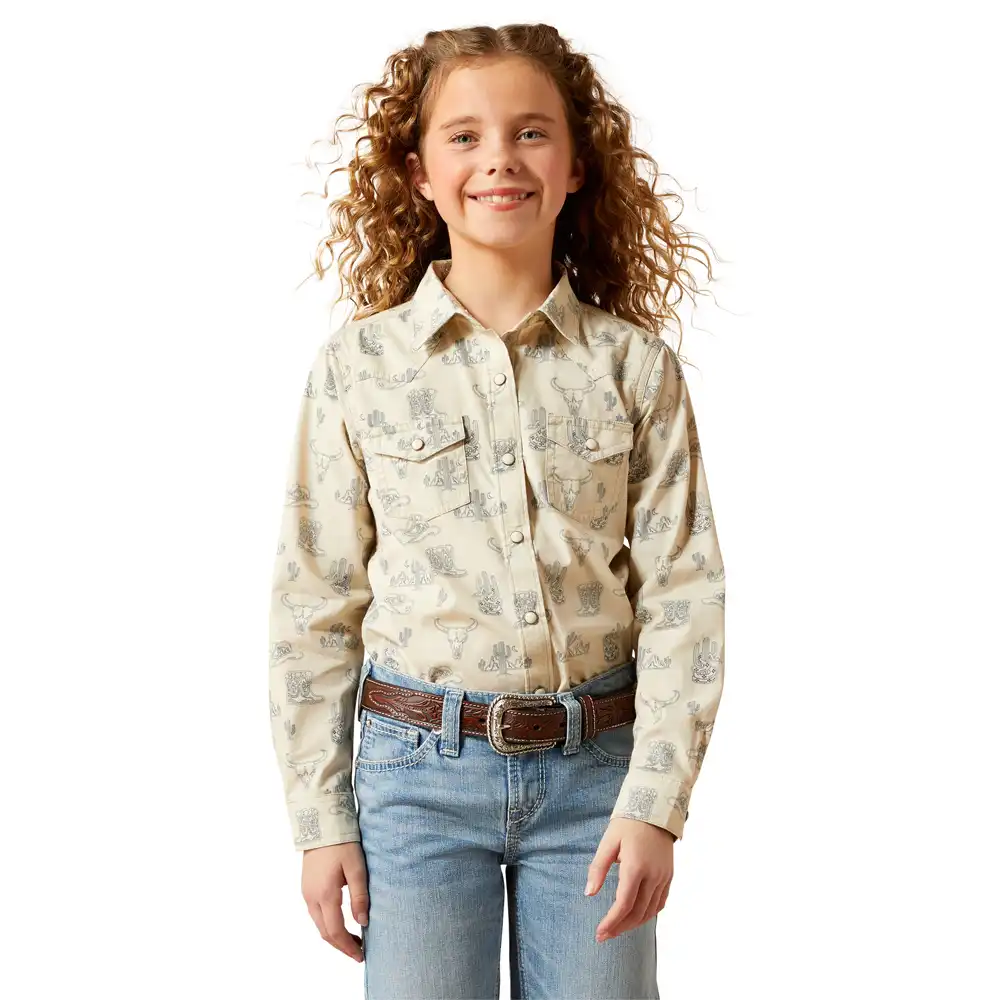 ariat girl's western shirt in desert