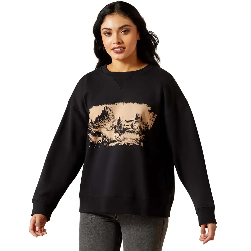 ariat women's graphic sweatshirt in black