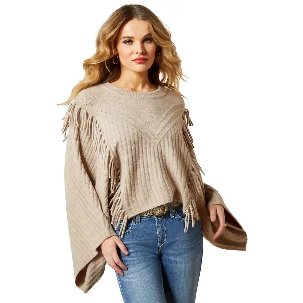 ariat women's poncho sweater in beige