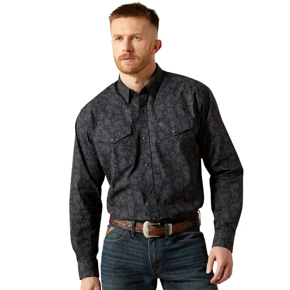 ariat men's long sleeve shirt in black