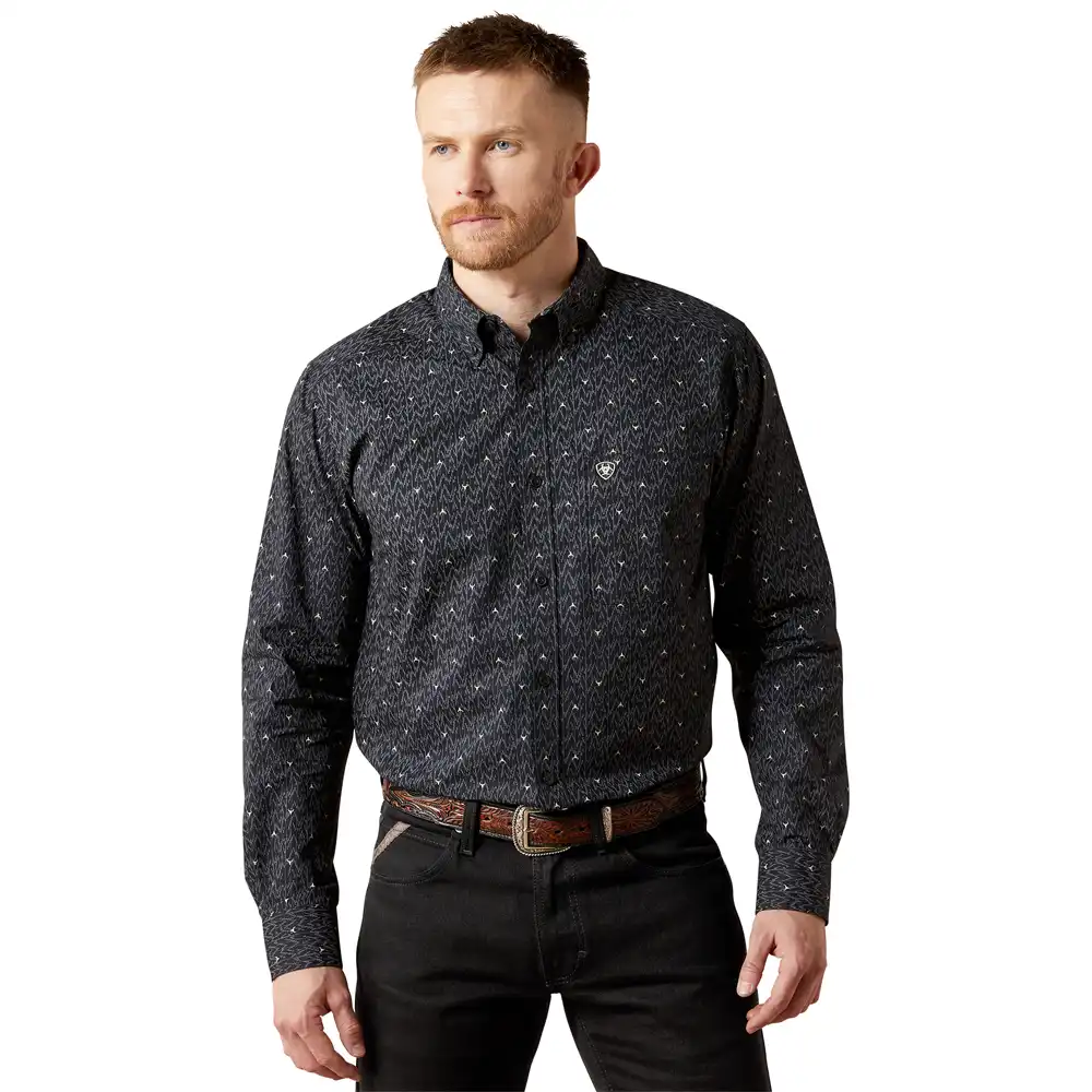 ariat men's long sleeve shirt black
