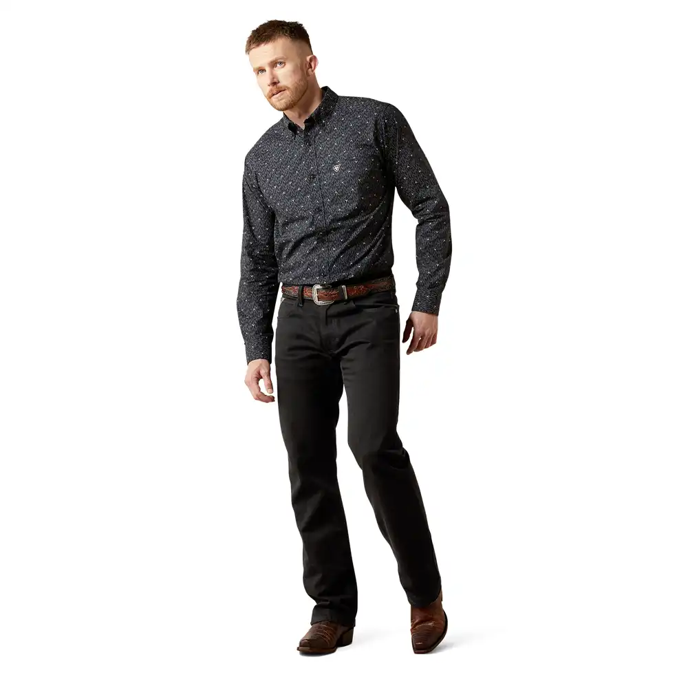 ariat men's long sleeve shirt black