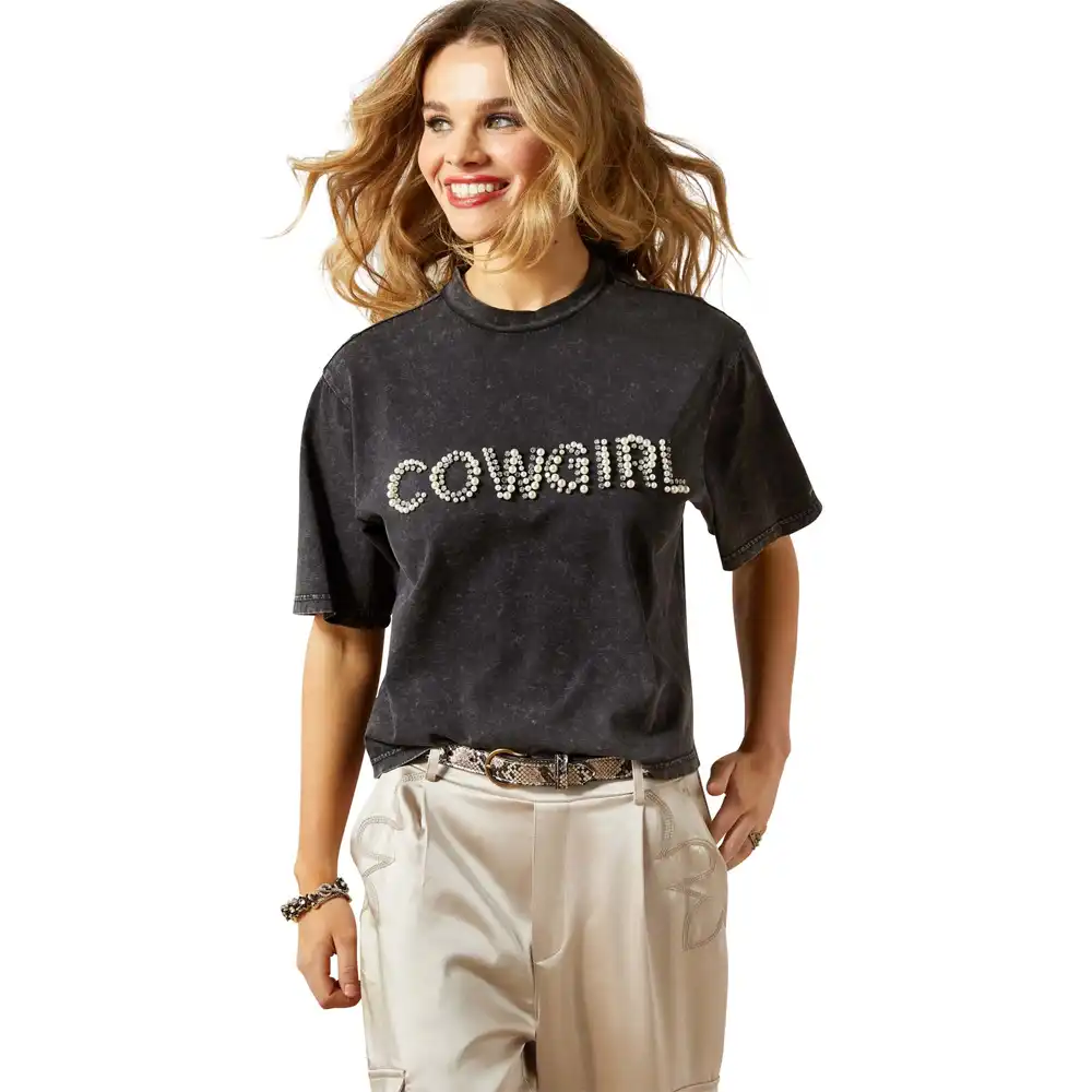 ariat women's t-shirt in pearl and black