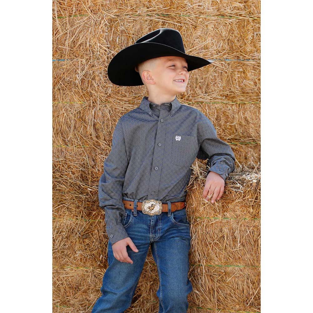 cinch boy's long sleeve shirt grey