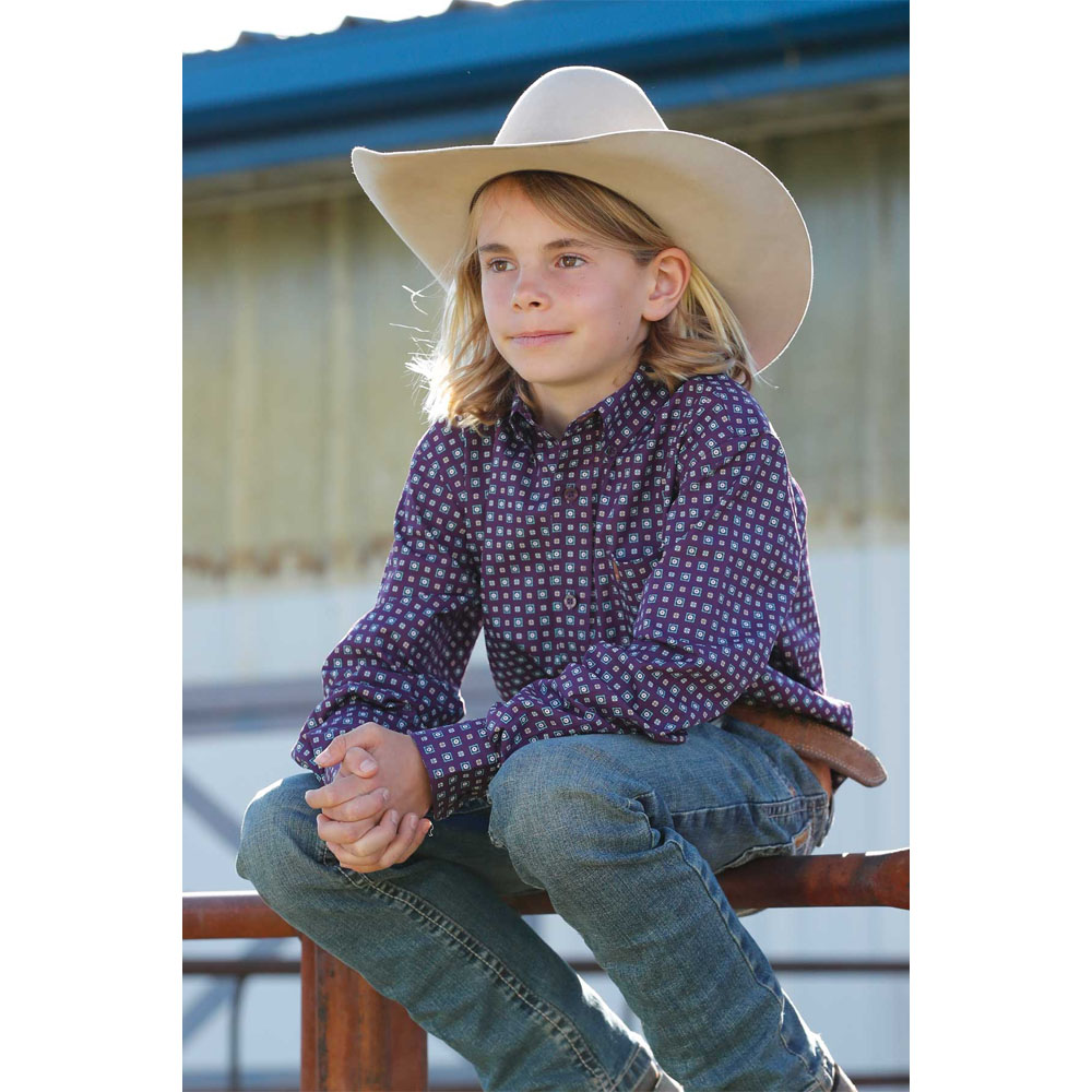 cinch boy's long sleeve shirt purple