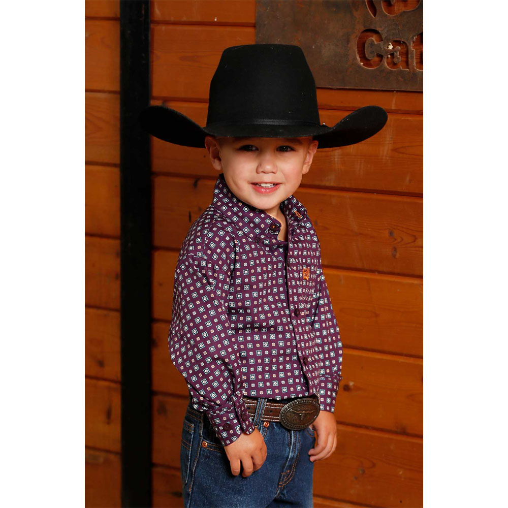 cinch infant boy's long sleeve shirt purple