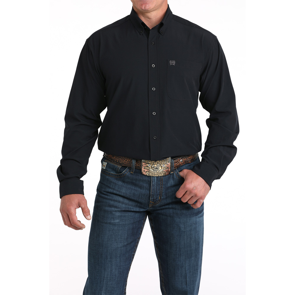 cinch men's long sleeve shirt black
