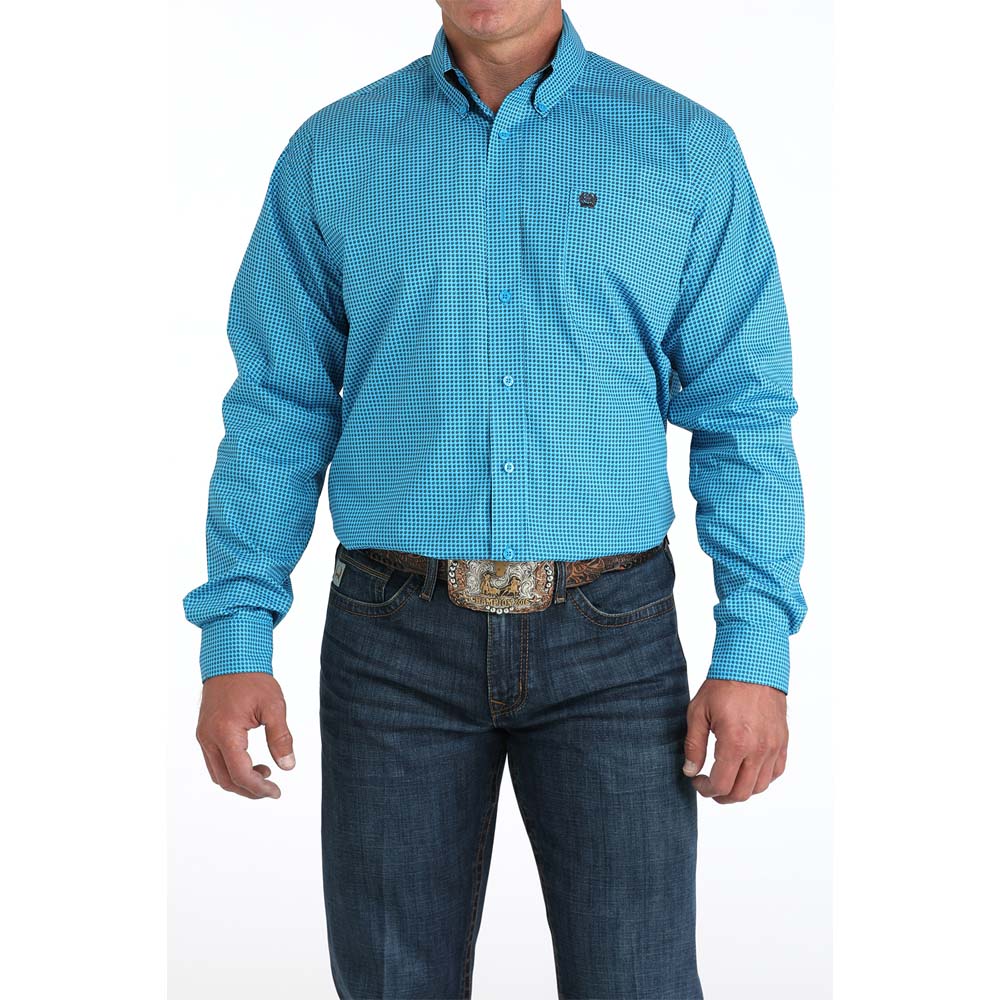 cinch men's long sleeve shirt blue