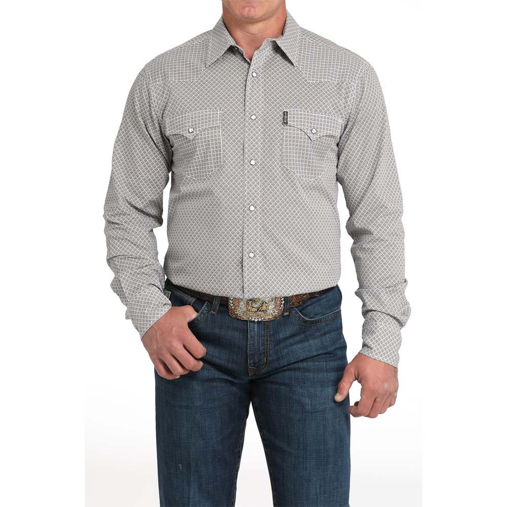 cinch men's long sleeve shirt grey