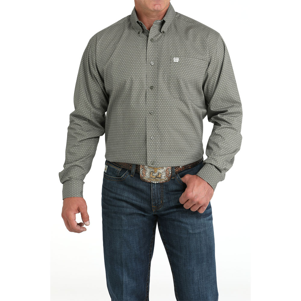 cinch men's long sleeve shirt olive