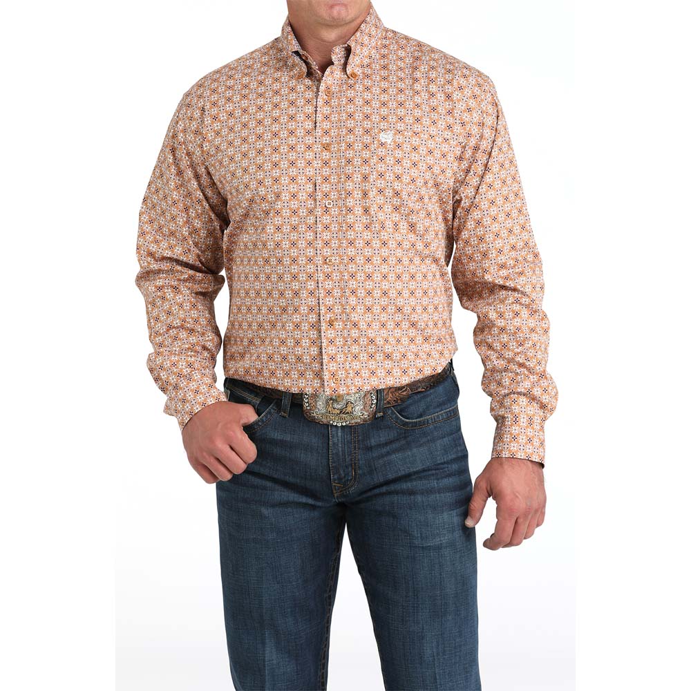 cinch men's long sleeve shirt purple and brown