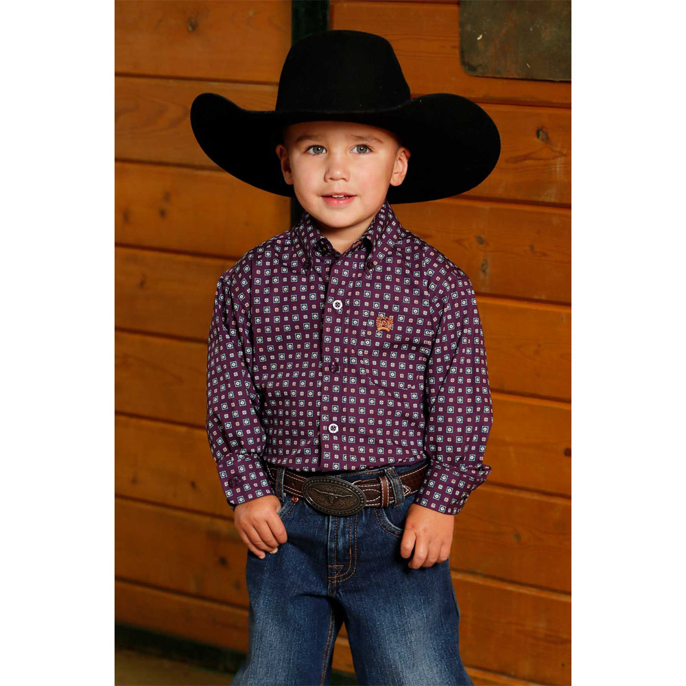 cinch toddler boy's long sleeve shirt purple