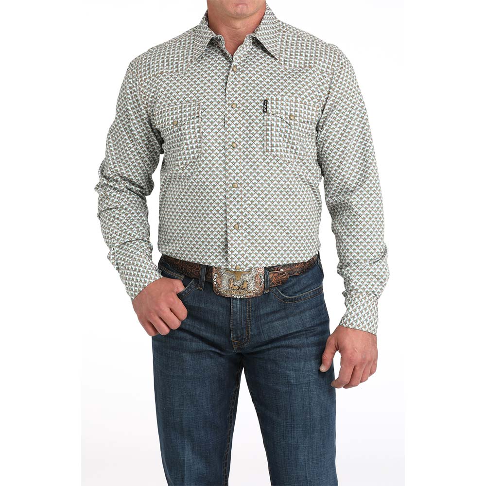cinch men's long sleeve shirt white