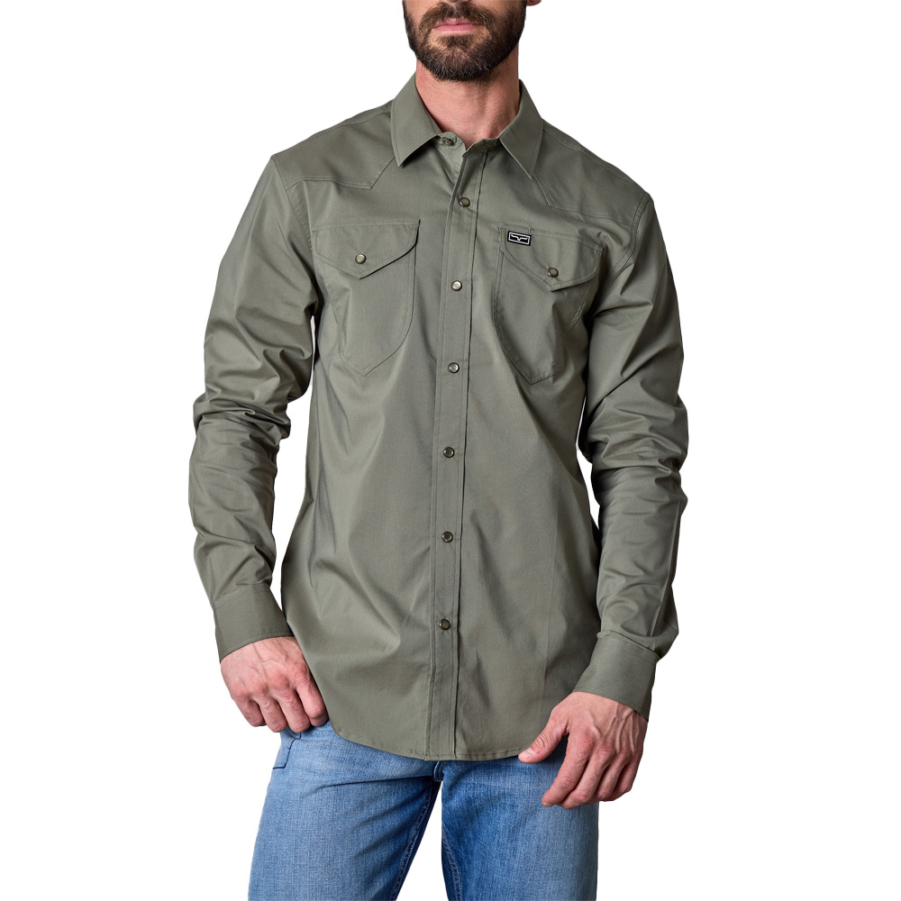 kimes ranch men's long sleeve shirt army green