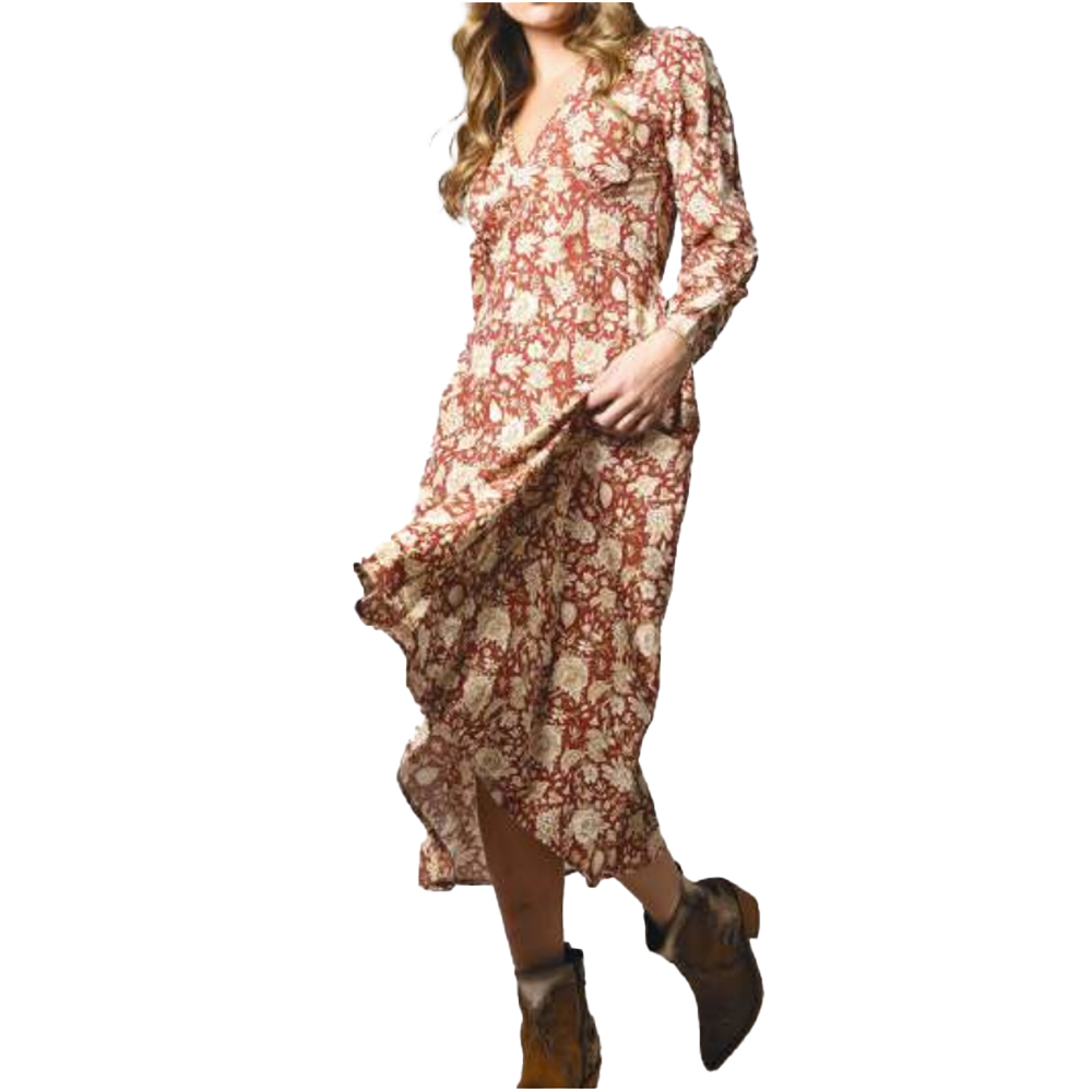 kimes ranch women's midi dress burnt red