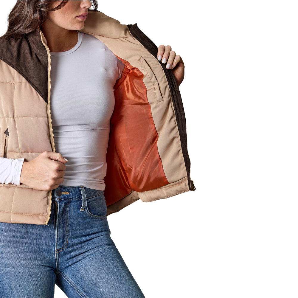kimes ranch womens puffer vest coffee