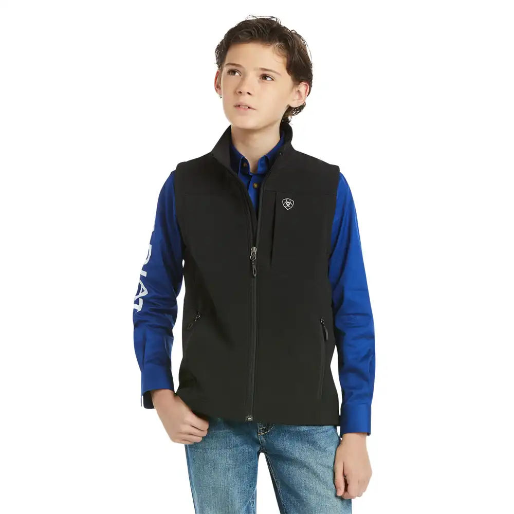 ariat boy's softshell vest black