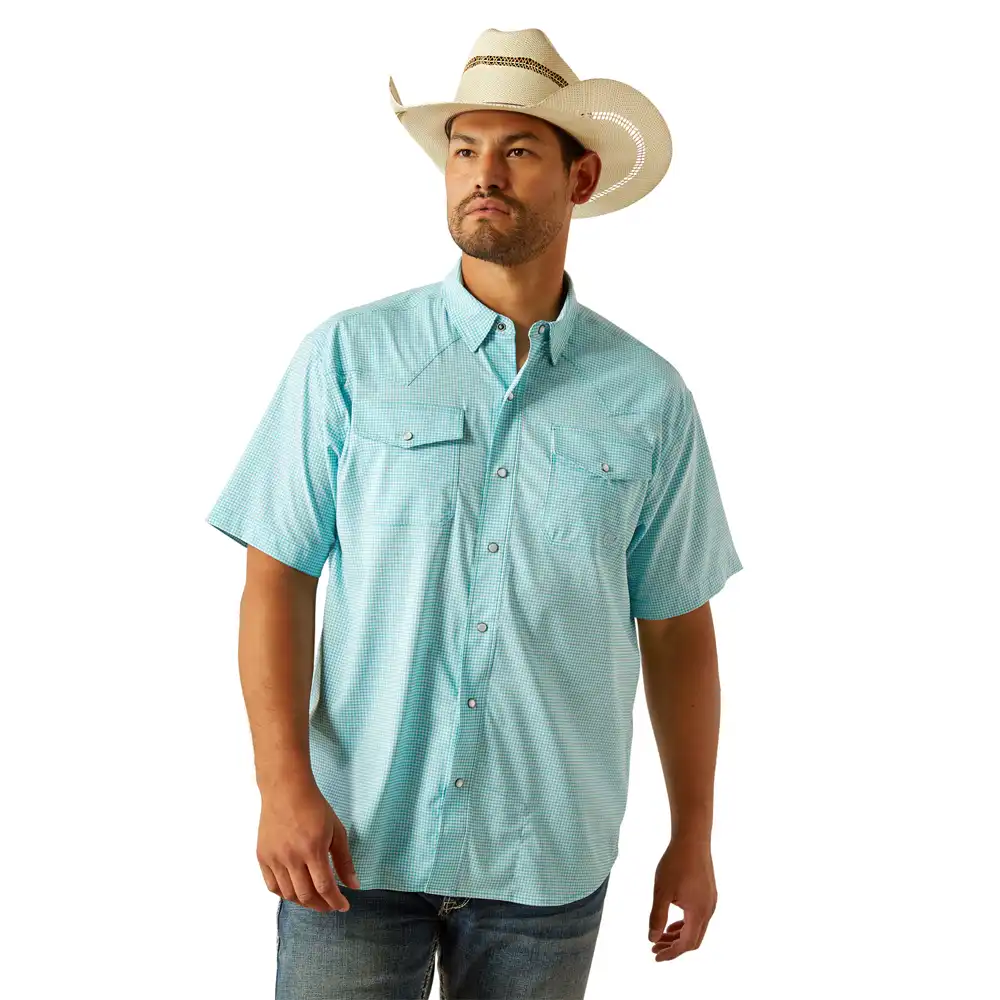 ariat men's short sleeve shirt turquoise