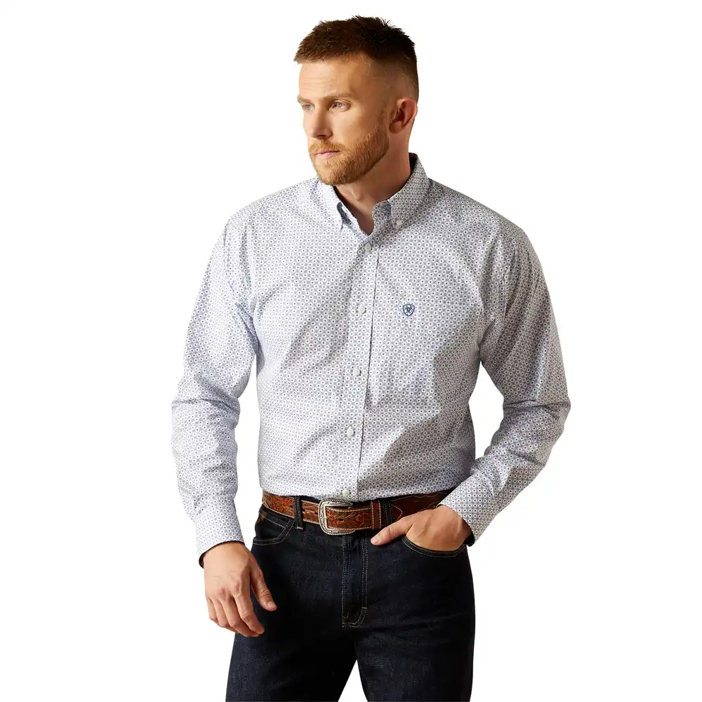 ariat classic fit men's shirt in white print