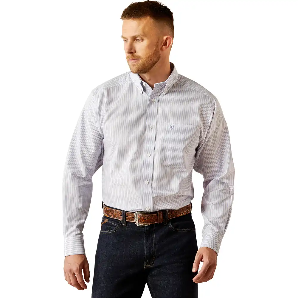 ariat men's long sleeve shirt in light blue