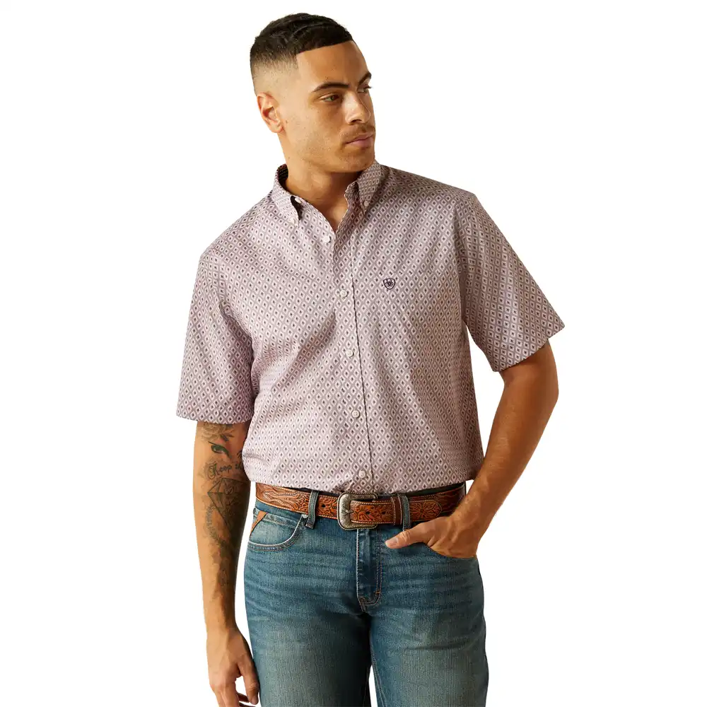 ariat men's short sleeve shirt purple