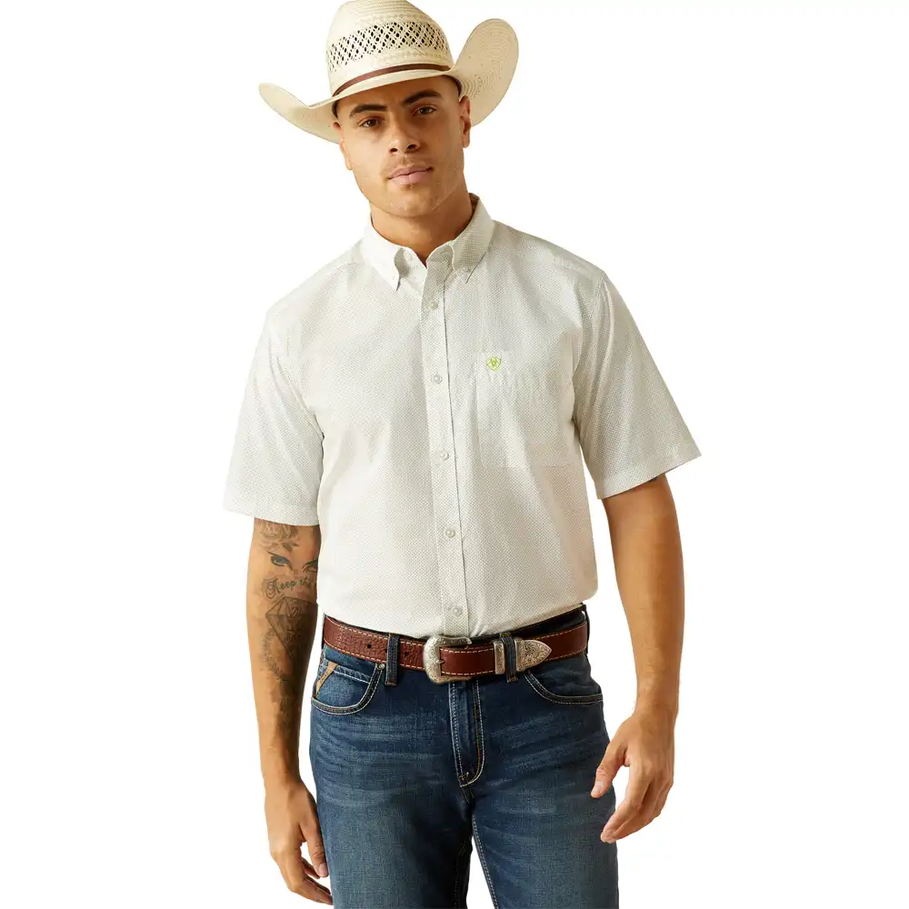 ariat men's short sleeve shirt white patterned