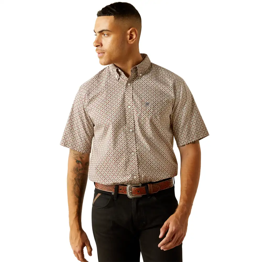 ariat men's short sleeve shirt brown
