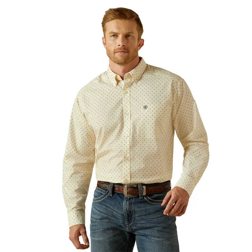 ariat classic fit men's long sleeve shirt in cream