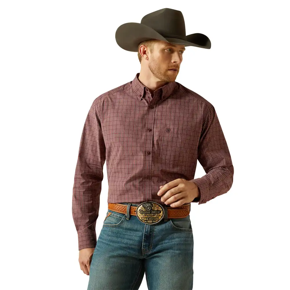 classic fit men's shirt long sleeve in burgundy