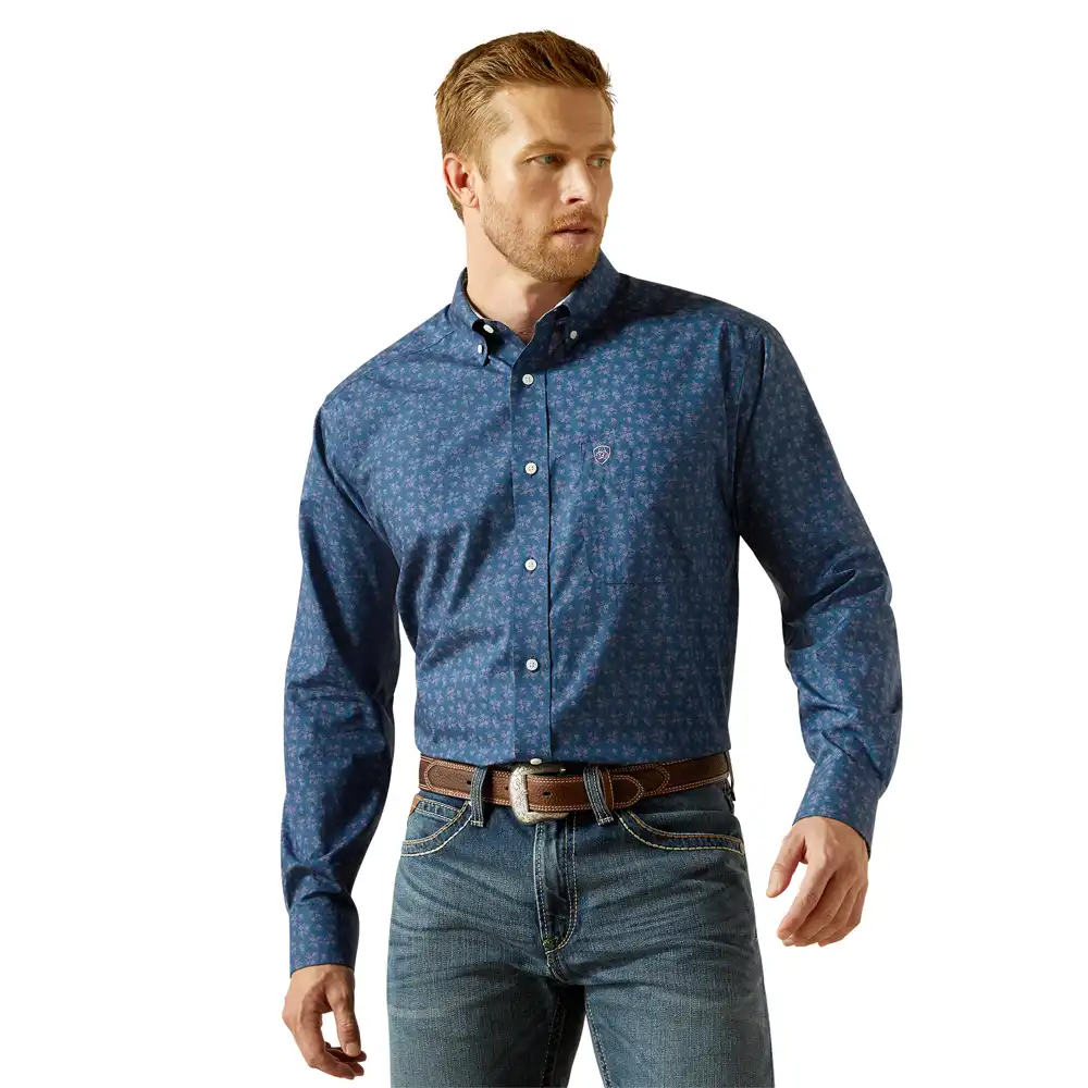 men's shirt long sleeve in denim blue
