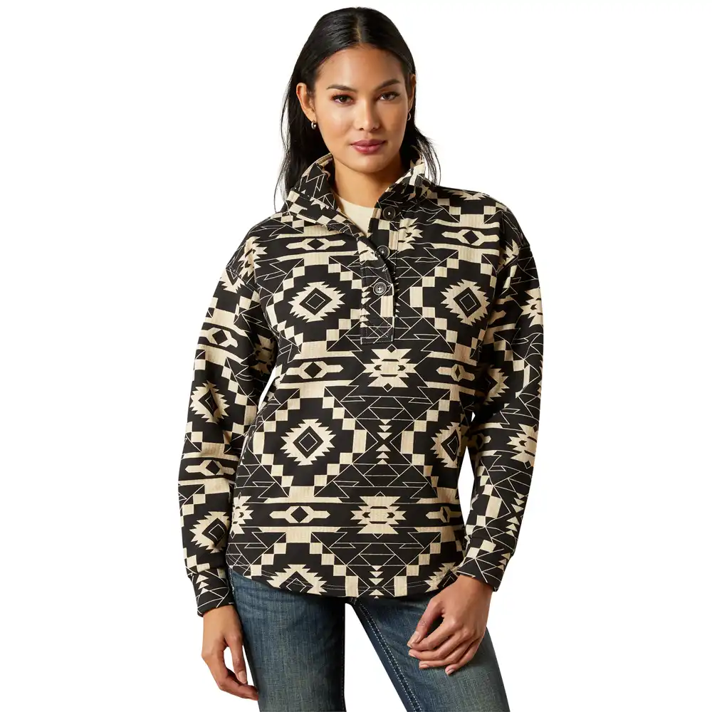 ariat women's sweatshirt 1/4 button southwest print