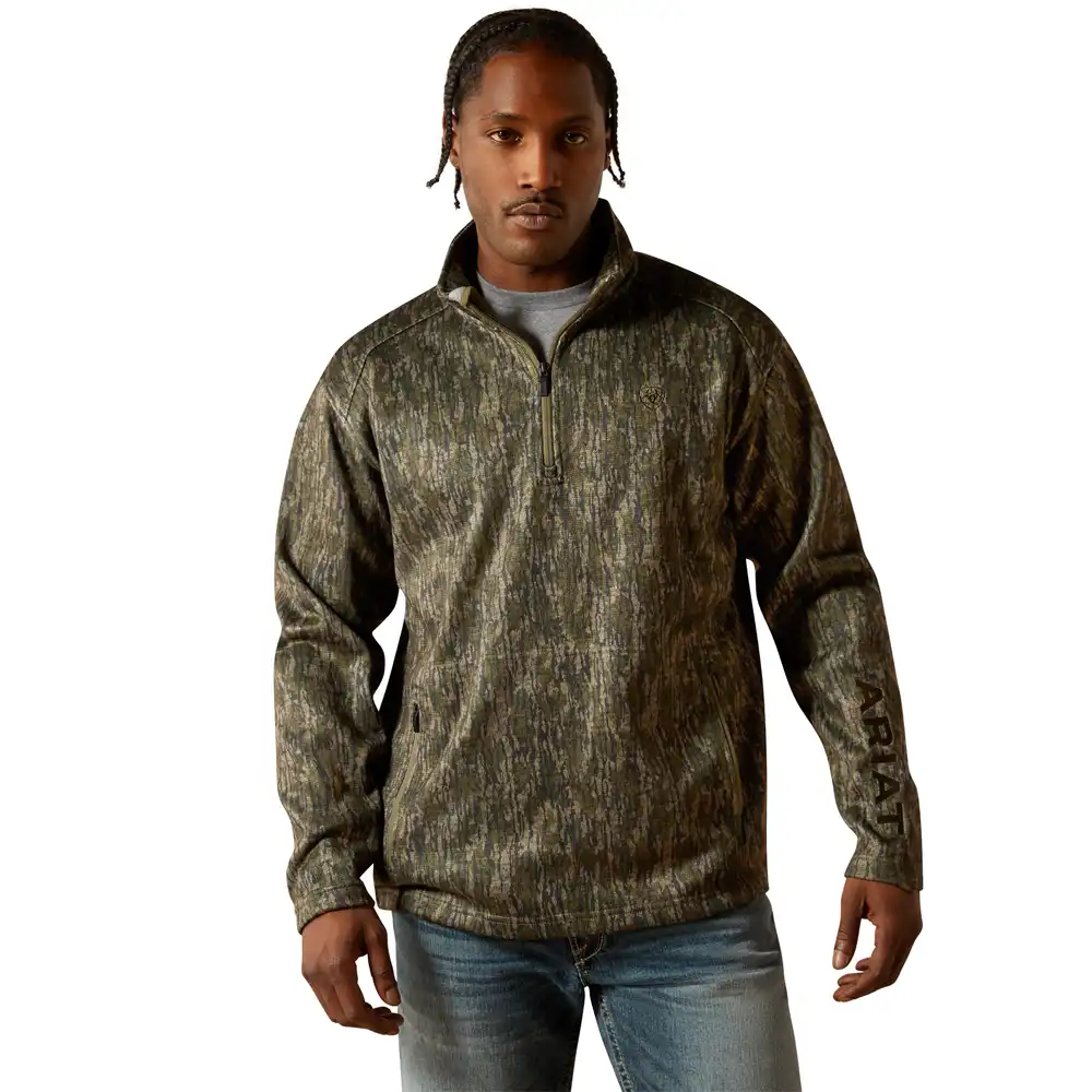 ariat 1/4 zip men's sweatshirt in tree bark camo