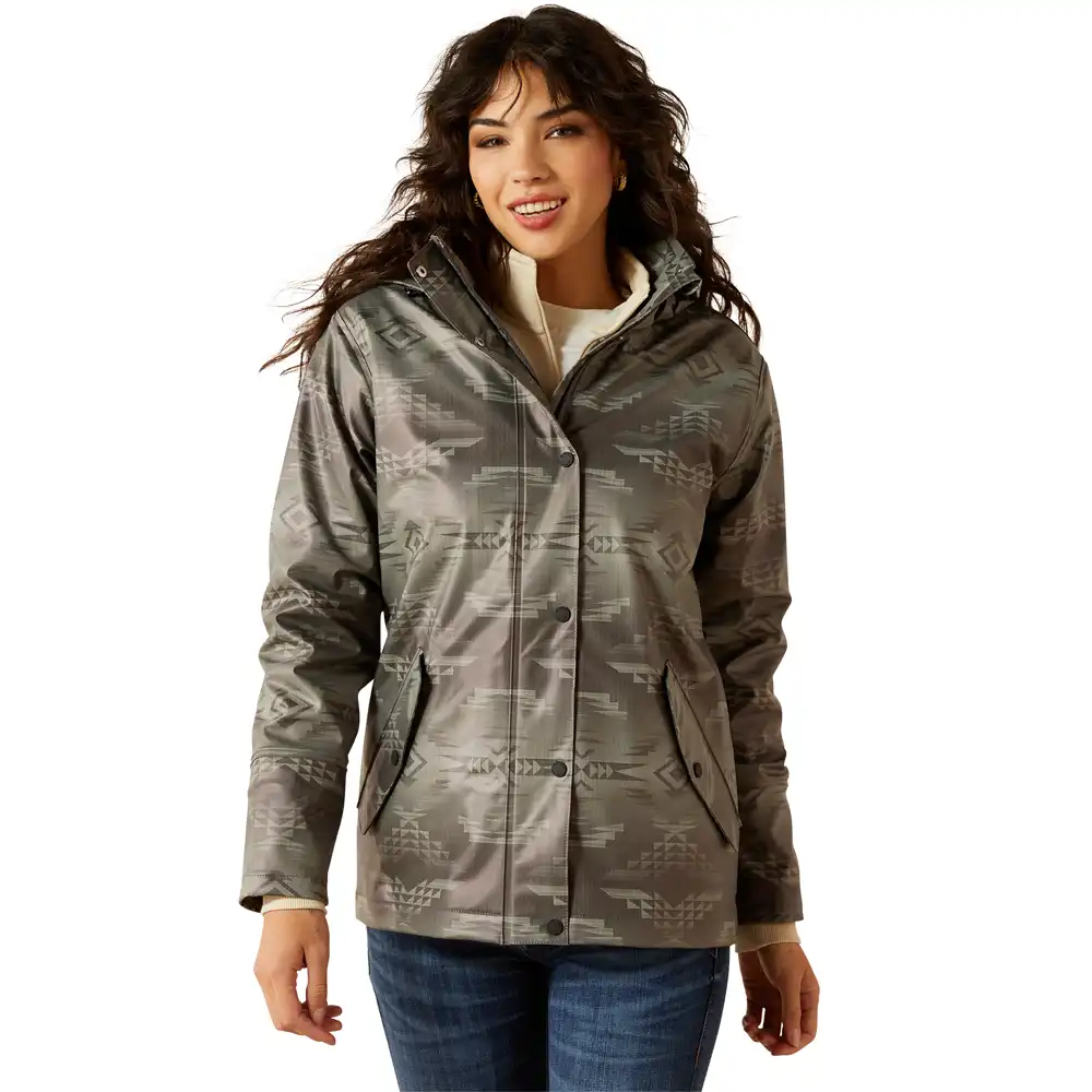 ariat women's rain coat in grey dune