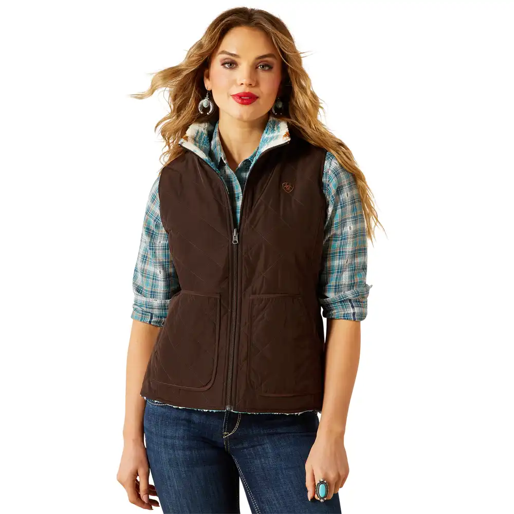 ariat women's vest in brown