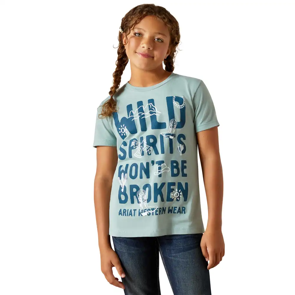 ariat girl's graphic tee shirt in river green