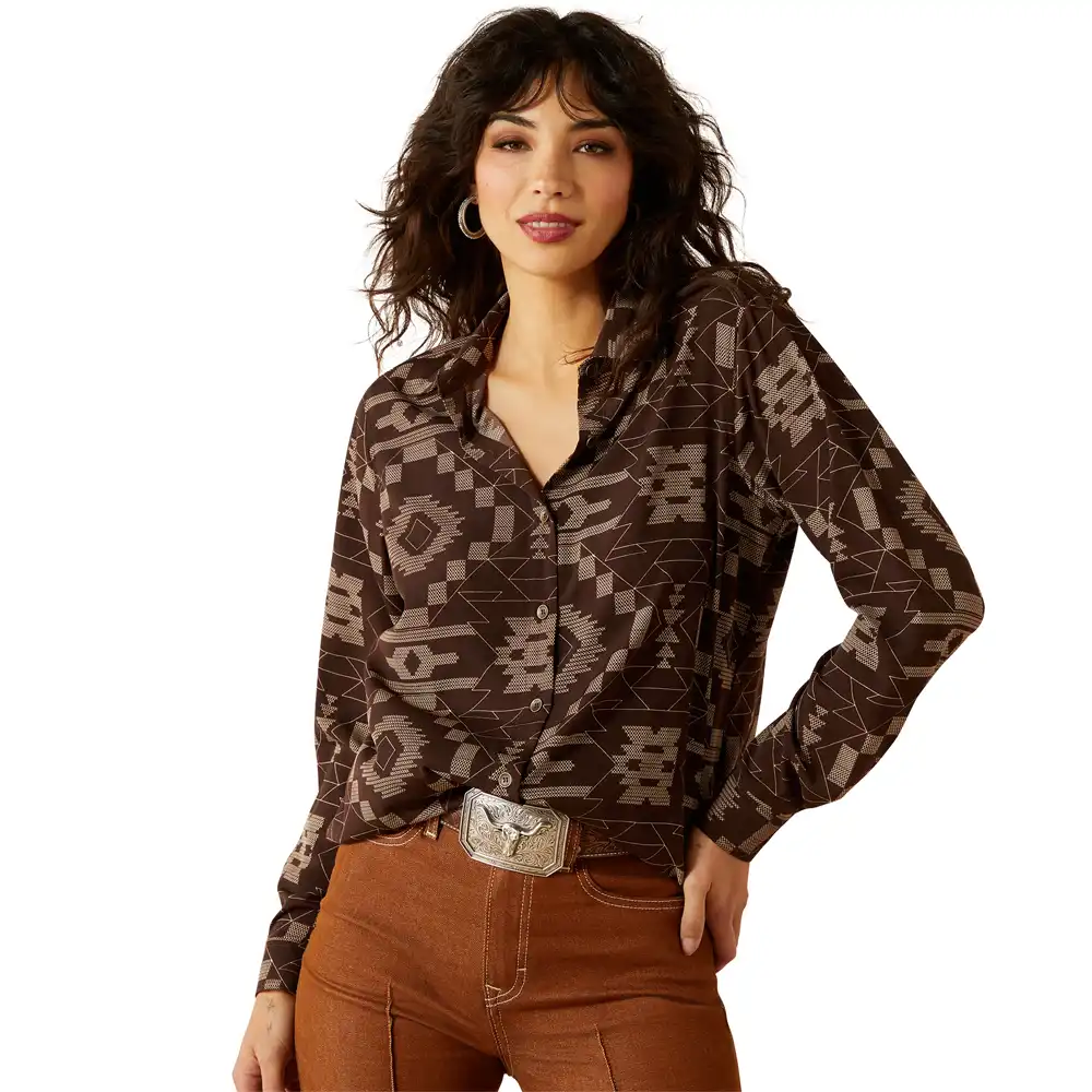 ariat women's long sleeve shirt in brown