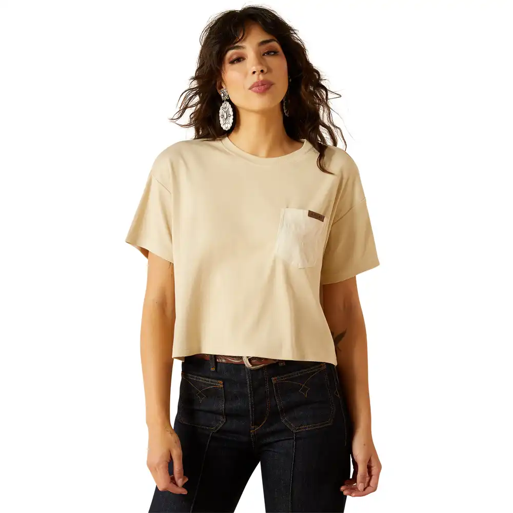 women's cropped top in beige