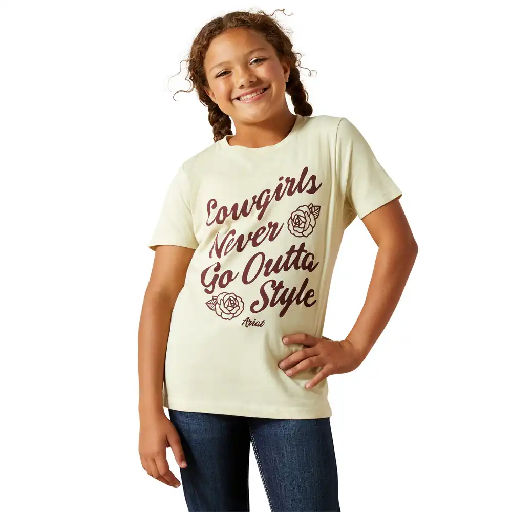 ariat girl's graphic tee shirt in cream