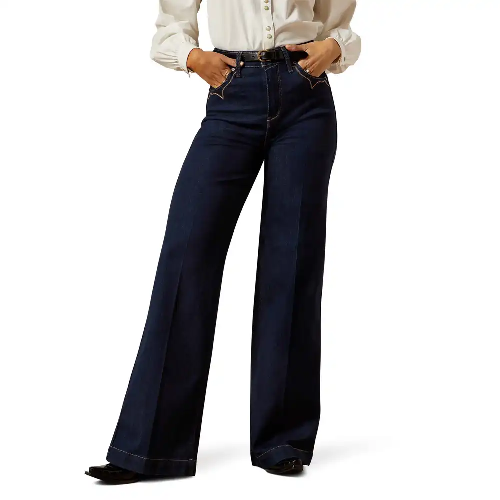 ariat high rise women's wide leg jeans in dark wash