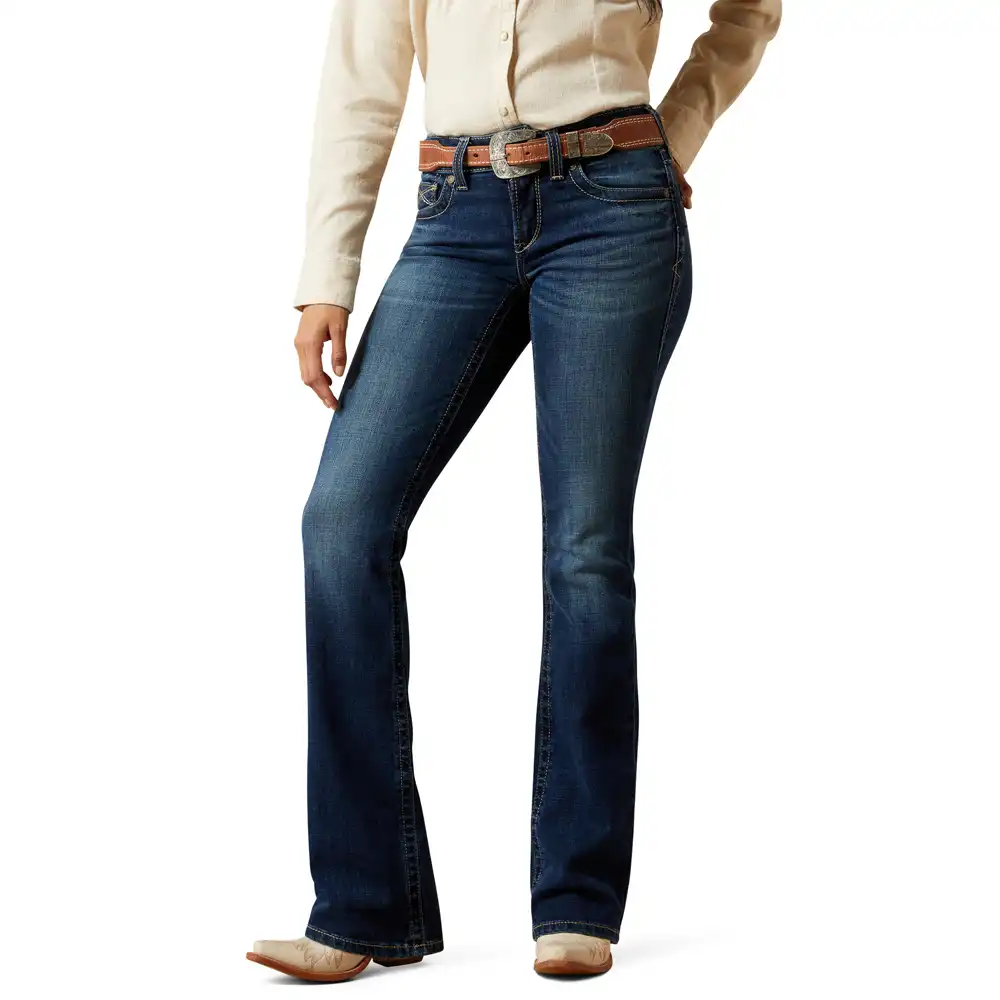 ariat mid rise women's boot cut jeans in dark wash