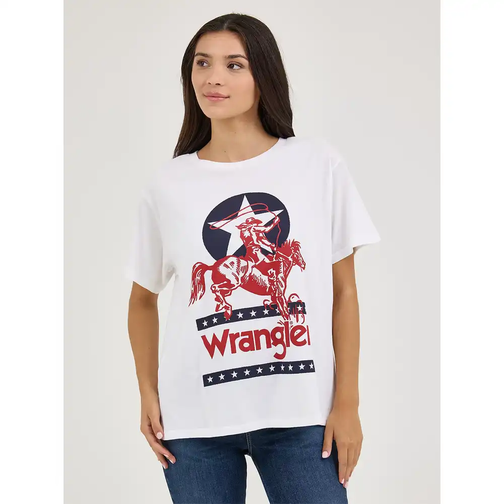 wrangler women's graphic tee shirt white