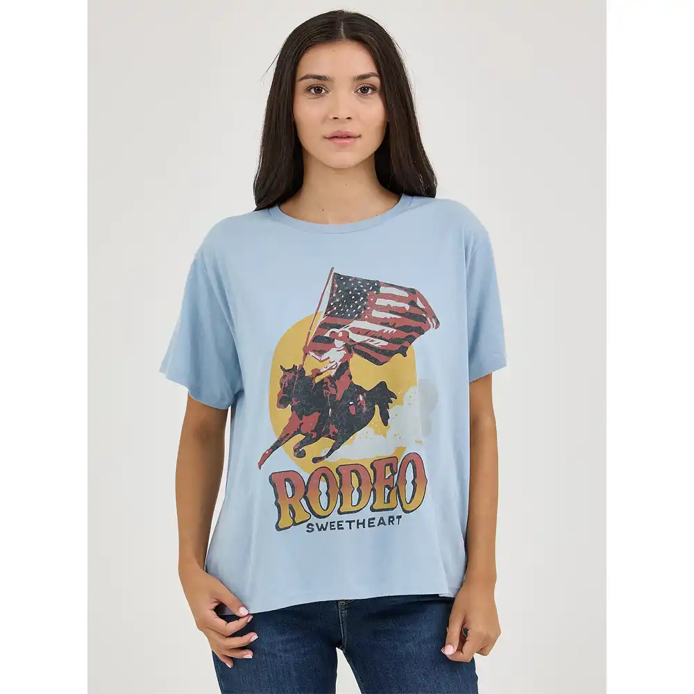 wrangler women's graphic tee shirt blue