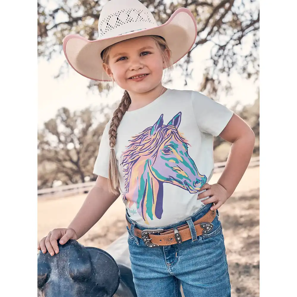 wrangler girl's western graphic tee teal