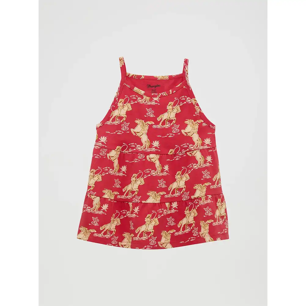 wrangler girl's tank red horse