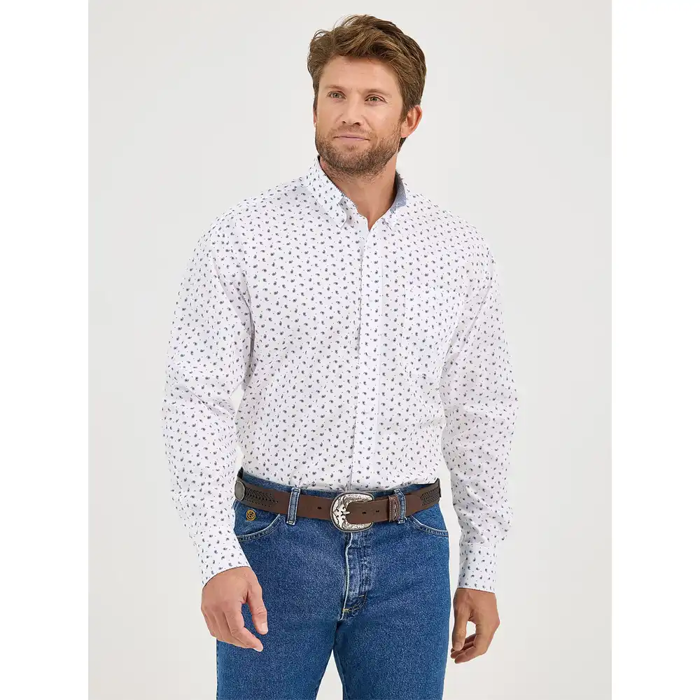 wrangler men's long sleeve shirt paisley dot
