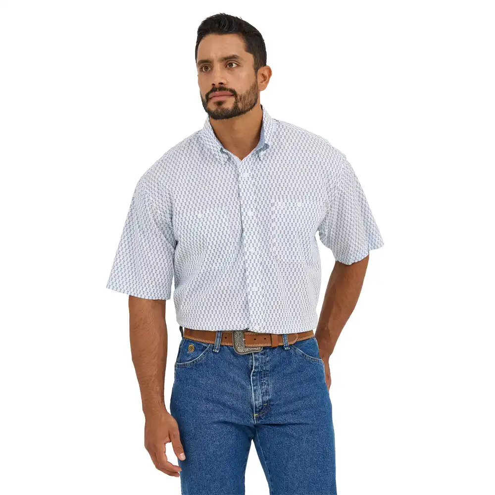 wrangler x george strait men's short sleeve shirt white