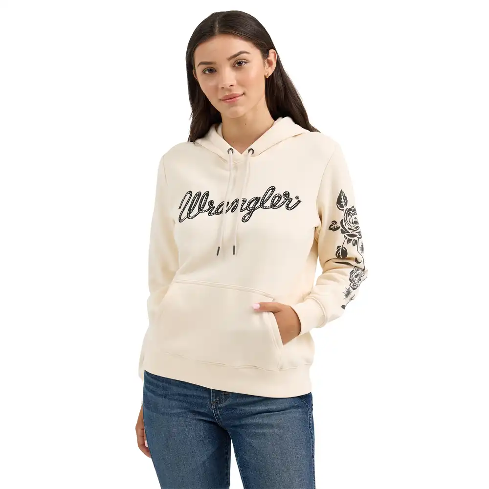 wrangler brand women's hoodie in cream