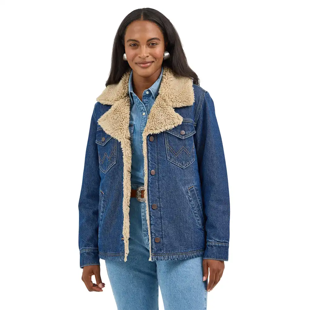 wrangler women's sherpa coat denim