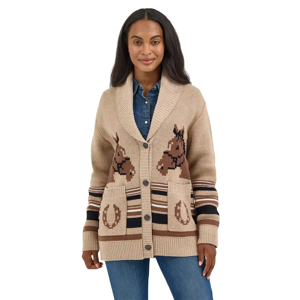 wrangler women's americana cardigan with horse print